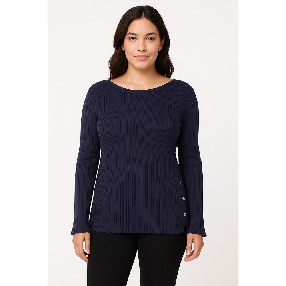 Croft & Barrow Womens Sweater Sparkly Purple Ribbed‎ Crew Neck  Casual Preppy